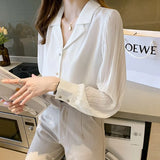 Autumn Women's Shirt Fashion Pleated Blouses for Women Solid Button Up Clothes Women V-neck Commute White Tops Basic
