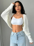 Fongt New Loose Knitted Cardigan Short Sweater Shawl Jacket