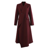 Fongt New Super Beauty Angola Red Personality Suit Collar Long Blazer Wind Coat 1790