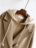 Solid Woolen Hooded Windbreaker Women's Mid-length Winter Korean Version Large Size Coat High-quality Tops Female TH1052-Outfit