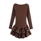 Fongt New Women's Fashion Elegant Sexy Cascade Decoration Short Dress