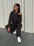 Fongt And Winter New Lazy Windy Open Shirt Sweater Set Women's Comfortable Top + Pants Knitted Two Sets