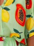 Fongt Casual Women's Shorts Two-Piece Fashion Print Shirt 3002