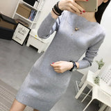 Autumn Winter Women Sweater Dress Warm Pullovers Sweater Elastic Slim Knitted Dress Bottoming Sexy Women Mini Dresses
