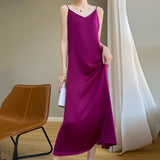 Fongt Acetate Silk Sling Dress Women Summer Loose Inside The Long Dress French Design Fairy Set Of Blind