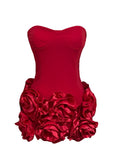 Fongt Women's New Sleeveless Bra Menscic Hem Flower Miniskirt