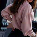 Blouse Womens 2021 Fashion Turn-down Collar Lantern Long Sleeve Elegant Ladies Shirts Plus Size White Tops And