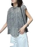 Fongt Summer New Korean Version Of Loose Thin Flying Sleeve Temperament Blouse Retro Fashion Three-Dimensional Cut Half-Sleeved