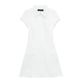 Fongt New Wide-Folding Collar Short Fashion Dress 8342303
