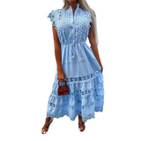 Fongt Women's New Fashion With Waist Lace Splicing Long
