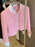 Small Fragrance Tweed Jacket Women Blazer Coat Fashion Long Sleeve Female Jacket High Quality Patchwork