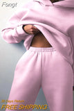 Casual Tracksuit Women Fleece Two Pieces Set Warm Sweatshirts Pullover Sweatpants Sport Suits Womens Outifits