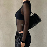 Of 2024 New Women's Net Yarn In Summer Sexy Hollowed-Out Bare-Back Light-Ripe Tight Body Shows Lean Jumpsuit-Outfit