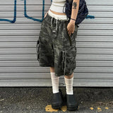 Three-Dimensional Pocket Camouflage Pants Women's Summer New Loose And Casual Medium-And Long-Style Overalls Jeans-Outfit