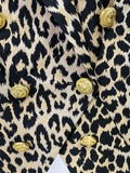 STREET Newest 2023 Designer Jacket Women's Slim Fit Lion Buttons Double Breasted Jackquard Leopard