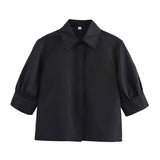 Fongt New Women's Short-Sleeved Shirt Wide Fan Flute Dress 2731046