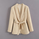 Fongt Women's Dress French Belt Dress Small Suit Jacket + Casual Trousers