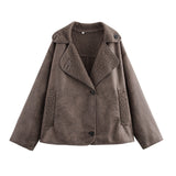 Fongt And Autumn Women's Fashion Temperament Collar Hot Double-Sided Jacket Pocket Coat D1 2439