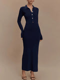 Fongt Autumn And Winter Knitted Dress Female Decoration Body Button Comfort And Temperament Elegant