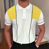 Fongt Men's Spring And Summer New Colling Color Knit Dress Short Sleeve Business And Leisure Polo Shirt Men's