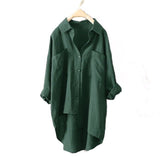 Fongt Casual Wind Pure Color Shirt Autumn Versatile New Women's Cardigan Double Pocket Long Sleeve Temperament