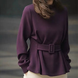 Fongt 2025 New Solid Color Shirt Slim Fashion Shirt Elegant Temperament Commuting OL Chiffon Shirt