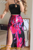 Tank Split Skirt Solid Two Piece Set Summer Beach Slim Skirt And Sleeveless Tops Suit 2023 Women Sexy Skirt Two Piece