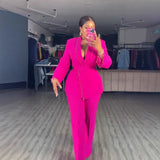 Fongt Hanging Beads With Waist-High Long-Sleeved Blazer High-Waisted Straight Trouser Set Two-Piece Set