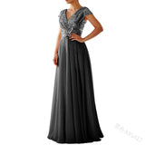 Fongt Spring And Summer New Dress Wishv Neck Chiffon Splicing Evening Dress Women's Dress