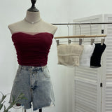 Fongt Babes Light Yarn Splicing Braless Sleeveless Top With Short Corset Corset Umbilized Bra Vest 8865