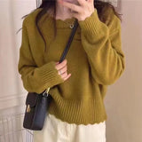 New Loose Retro Sweater Female Korean Version Lace Round Collar Warm Wind Bottom Top Girl-Outfit