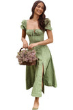 Fongt New Summer Fashion Bubble Sleeves With Open Fork Dress Dress Woman Summer