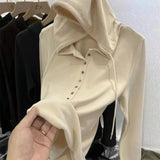 Fongt Age Reduction Double-Sided Hoodie Long Sleeve T-Shirt Buttons, Thick And Warm Hoodie-Outfit
