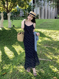 Fongt Xixi 2025 Spring/Summer New Korean Version Of Elegant High-Rise Sling Dress Thin Printed Dress Women 88205