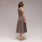 Dress Sleeveless O-neck Vestidos Women Elegant Thin Dot Printing Mid-Calf Casual Dress Female 2023 Summer New-Outfit
