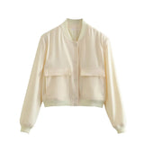 Spring Style Flip Large Pocket Decoration Vertical Collar Loose Jacket Jacket-Outfit