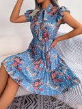 Shooting 2025 Spring And Summer Temperament Flowers Tied Waist Swing 100 Folding Skirt Women's