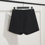 Fongt And Summer Slim Show Thin Shorts Female Blue New 2024 Korean Version Design Sense Casual A Word Wear Wide-Leg Pants-Outfit