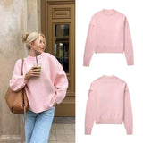 Fongt Version Of The New Winter 2025 Pink Sweet Round Neck Casual Jacket Sweater