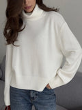 Fongt And Winter Pure Color Short High-Collar Sweater Women's Loose Leisure Knitting Shirt 2025 New Thicker Top