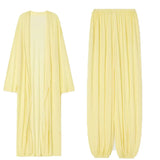 Fongt Lazy Wind Perspective Loose Long Open Shirt Plus Short Skirt Suit Women's Jersey Trousers Two Sets