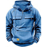 Fongt And Autumn New Men's Hooded Solid Color Sweater Youth Sports Multi-Pocket Coat