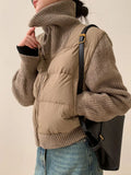 Winter Warm Parka Patchwork Knitted Women Jacket Cotton Padded Jackets Female Fashion Coat