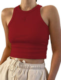 Fongt Women's Wish New Summer Pure Color Sleeveless Slim Short Small Vest
