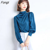 Spring Summer Women Blouses Elegant Korean style Fashion Satin shirts Loose Chiffon Long sleeve female blusas Ladies