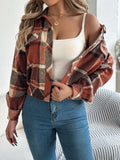 Shooting Autumn And Winter Casual Lattice Fake Pocket Long Sleeve Jacket Jacket Women's