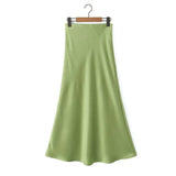 Trendy Women's Dress In Spring And Summer, The New Concise Medium And Long Style Bright Full-Length Skirt, Basic Bag Hip Skirt.-Outfit