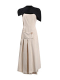 Fongt Temperament Dress Women 2025 Spring And Summer New Bump Color Splicing High-End Shawl Skirt