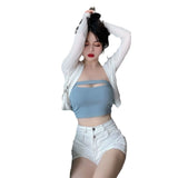 Wearing A Sexy Vest Summer New Retro Babes With Big Slings And Sleeveless