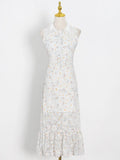 Fongt Temperament Elegant Wind 2025 Spring New Design Small Flowerless Sleeveless Lace Splicing Dress